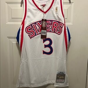 Mitchell & Ness White and Red Sixers Jersey